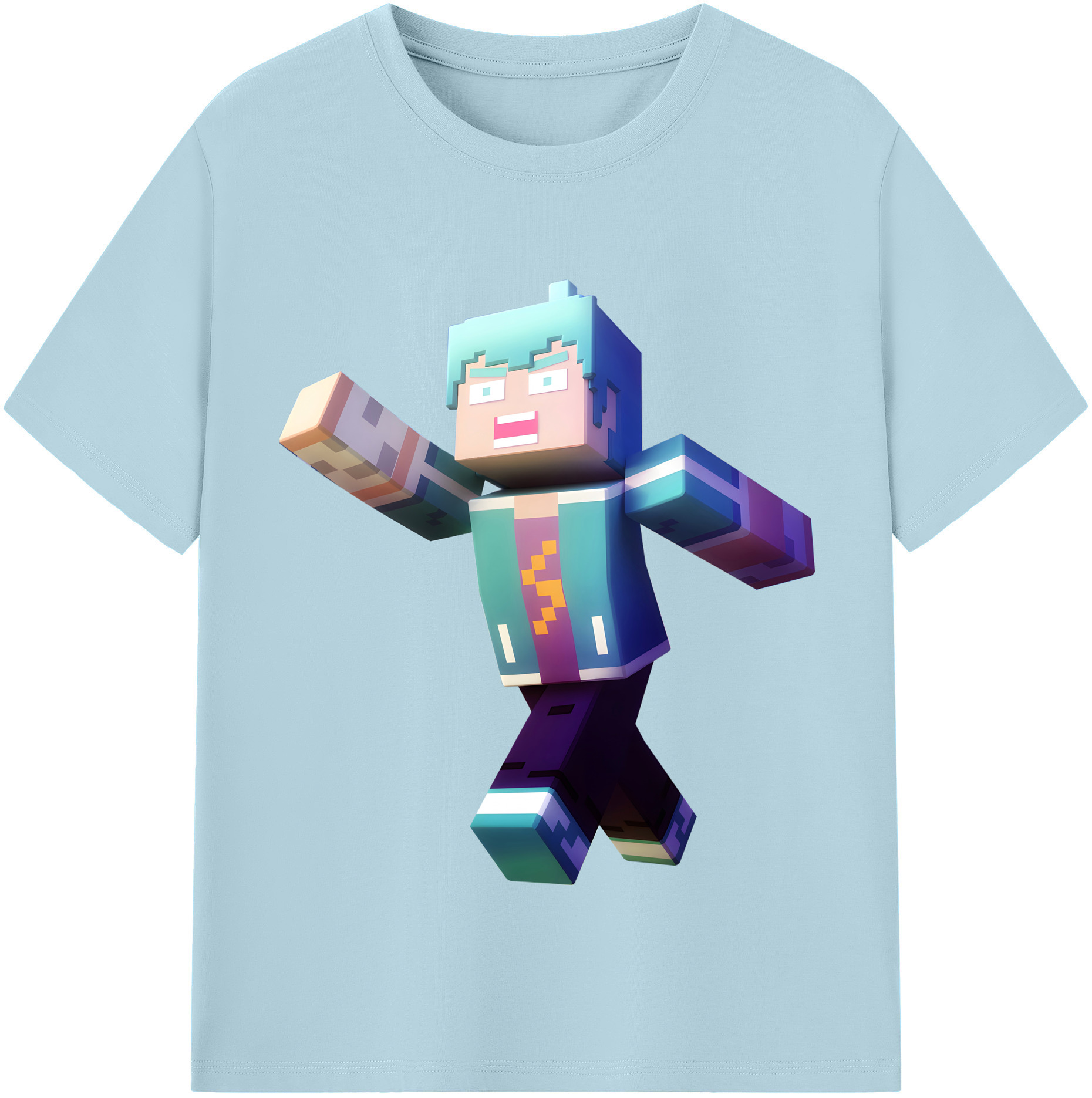 （画像用） マインクラフト ブロックの世界 Minecraft MC Block world 綿100％半袖Tシャツ（フロントプリント）